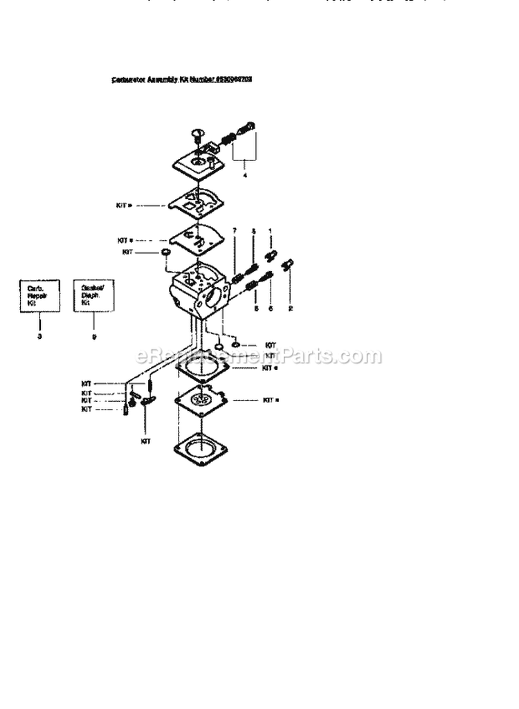 Carburetor Diagram and Parts List for 358352162  Craftsman Chainsaw
