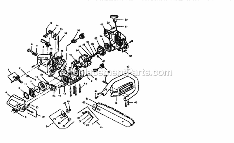 Chainsaw Diagram and Parts List for 358352180  Craftsman Chainsaw