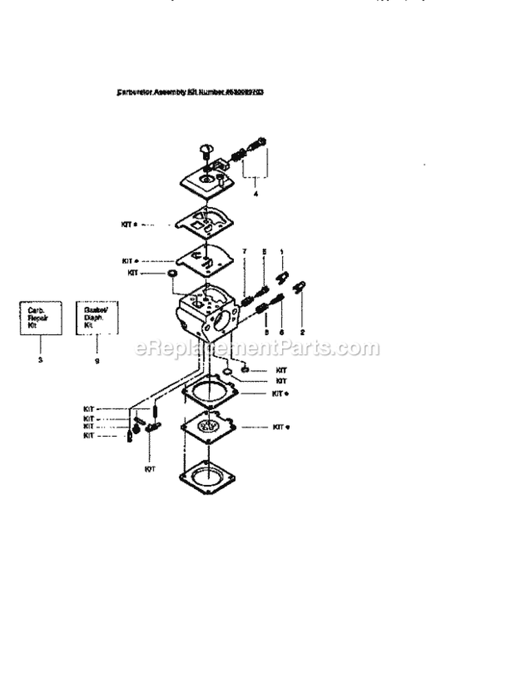 Carburetor Diagram and Parts List for 358352181  Craftsman Chainsaw
