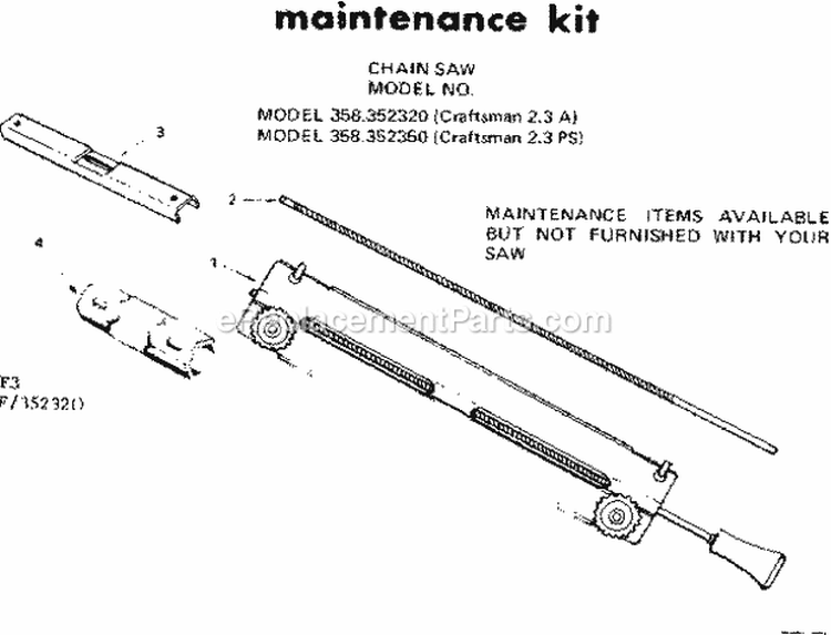 Maintenance Kit Diagram and Parts List for 358352350  Craftsman Chainsaw