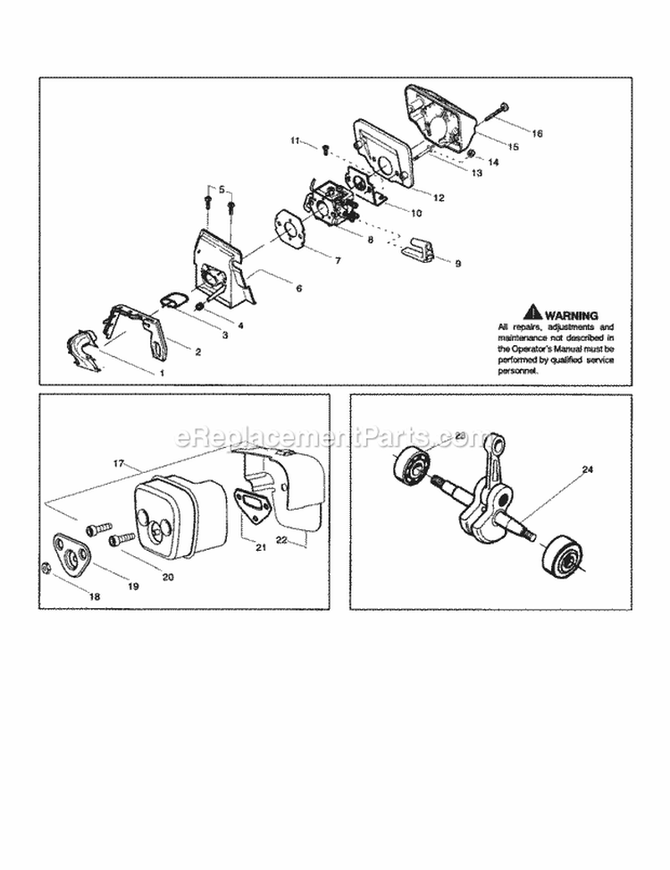 Air Cleaner / Muffler Diagram and Parts List for 358352660  Craftsman Chainsaw