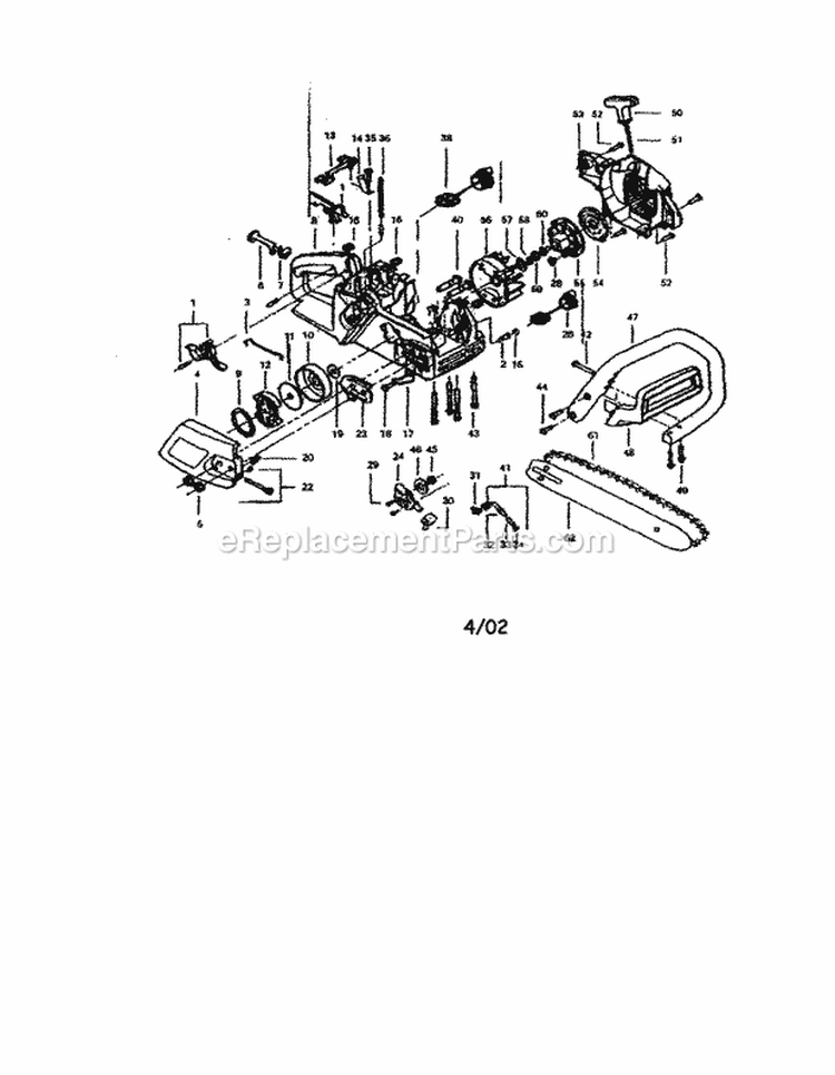 Flywheel / Fan Housing Diagram and Parts List for 358352681  Craftsman Chainsaw