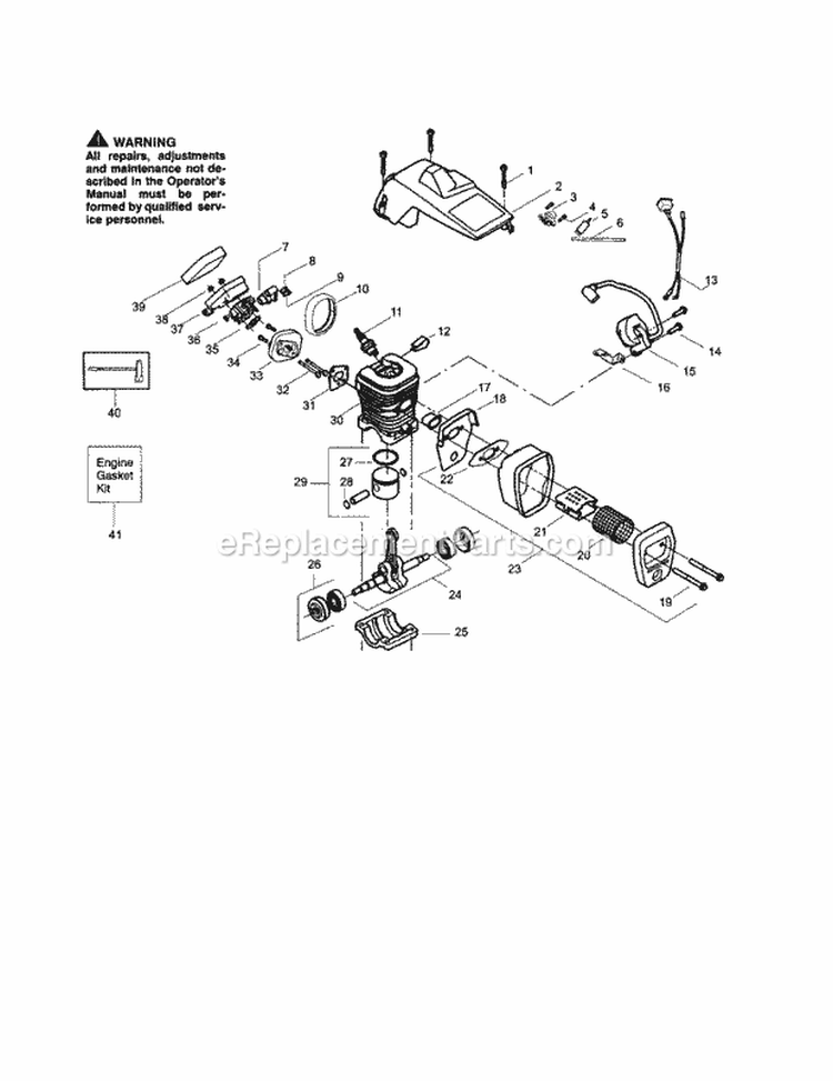Crankshaft / Shield / Cylinder Diagram and Parts List for 358352730  Craftsman Chainsaw