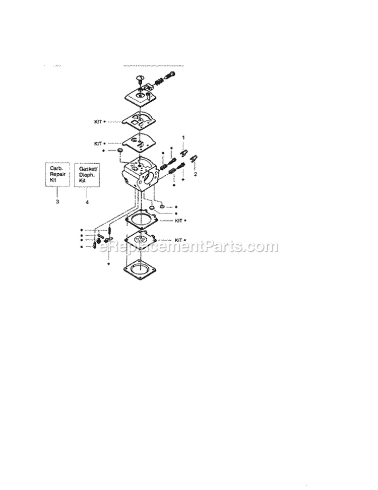 Carburetor Diagram and Parts List for 358352830  Craftsman Chainsaw