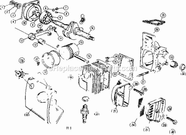 Crankshaft Diagram and Parts List for 358353610  Craftsman Chainsaw