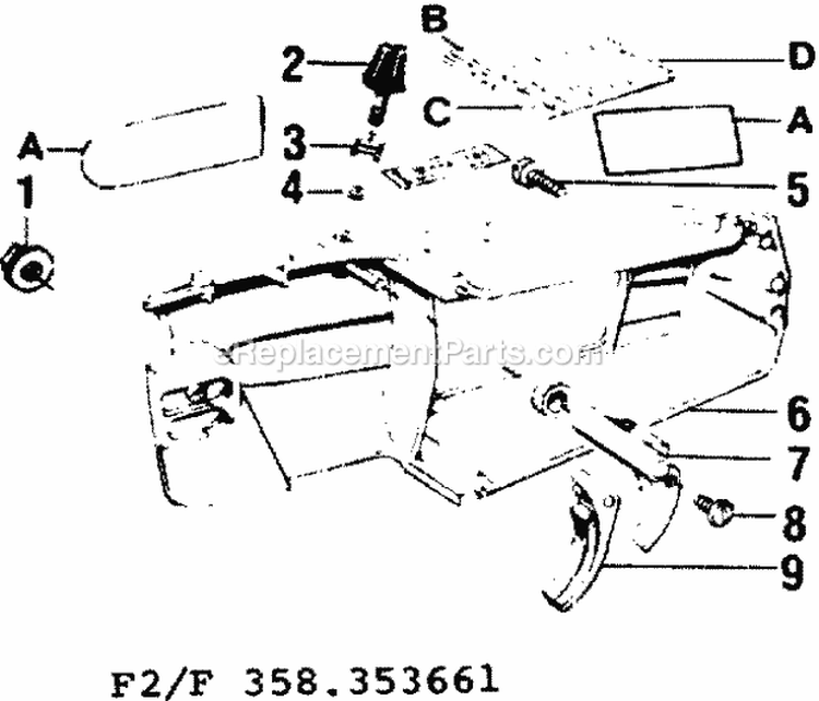 Page F Diagram and Parts List for 358353661  Craftsman Chainsaw