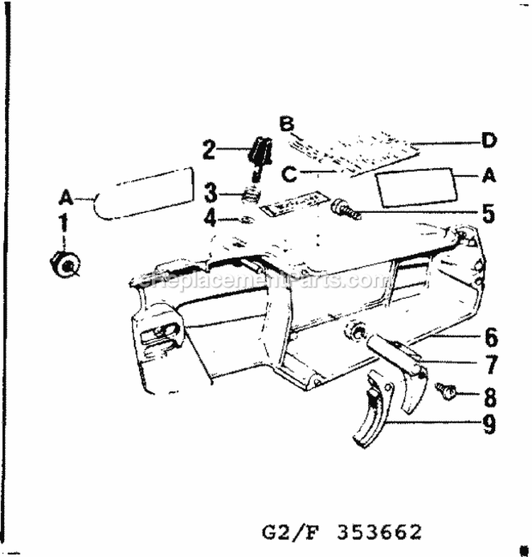Page G Diagram and Parts List for 358353662  Craftsman Chainsaw