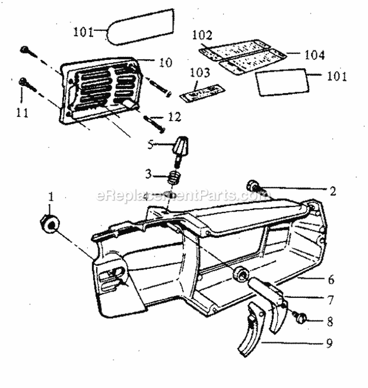 Sharping Stone Arm Diagram and Parts List for 358355071  Craftsman Chainsaw