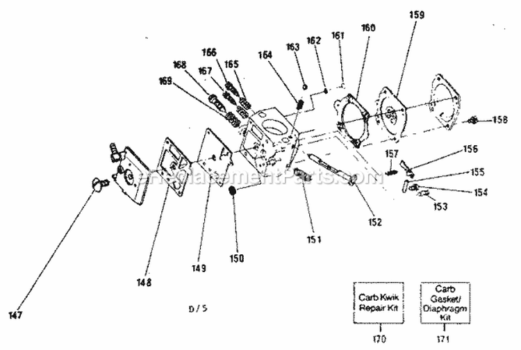 Carburetor Assembly Diagram and Parts List for 358356070  Craftsman Chainsaw