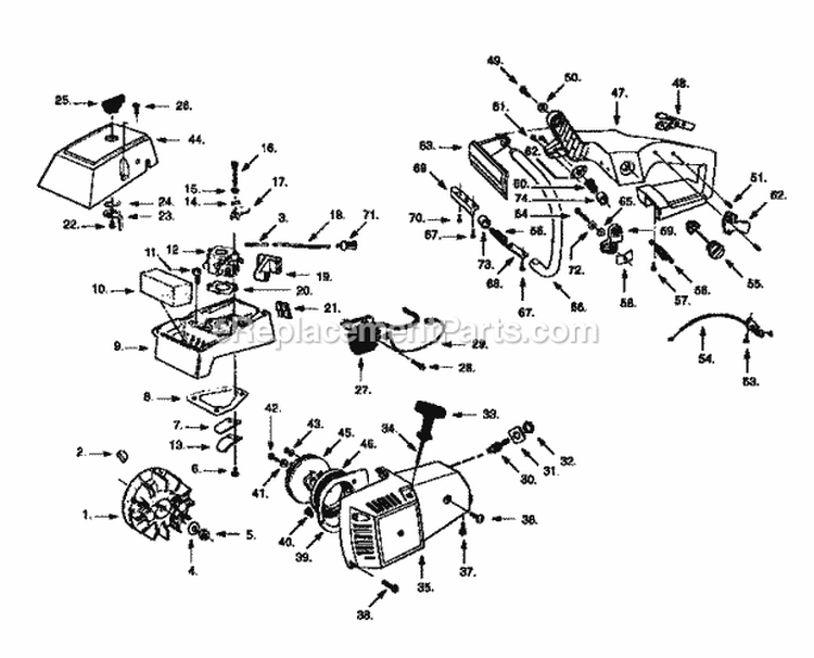Page B Diagram and Parts List for 358356180  Craftsman Chainsaw