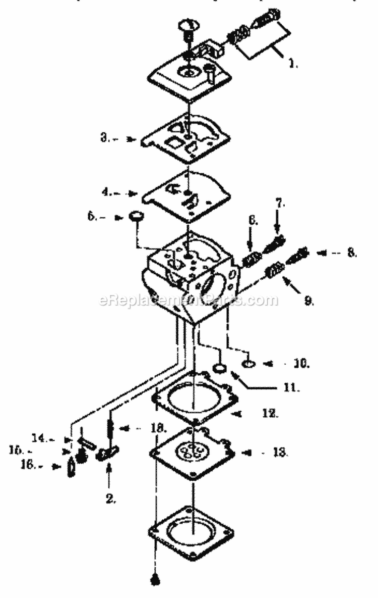 Carburetor Diagram and Parts List for 358356240  Craftsman Chainsaw