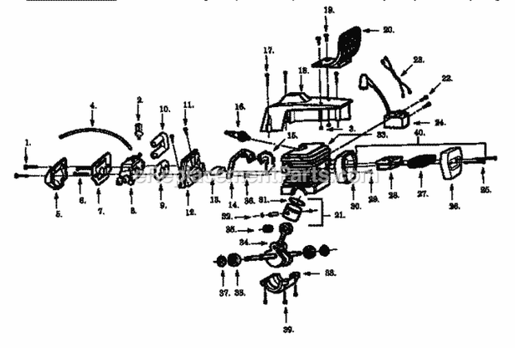Engine Diagram and Parts List for 358356241  Craftsman Chainsaw