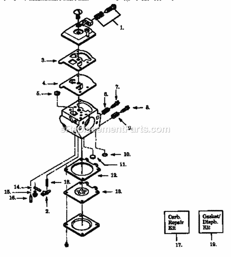 Carburetor Diagram and Parts List for 358356241  Craftsman Chainsaw