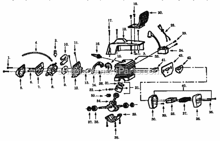 Engine Diagram and Parts List for 358356242  Craftsman Chainsaw