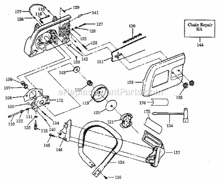 Handle Assembly Diagram and Parts List for 358356280  Craftsman Chainsaw