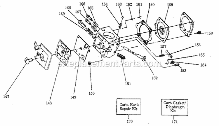 Carburetor Diagram and Parts List for 358356280  Craftsman Chainsaw