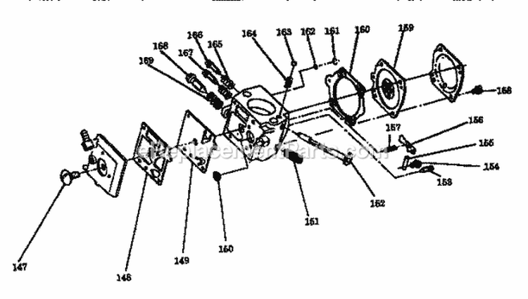 Carburetor Assembly Diagram and Parts List for 358356332  Craftsman Chainsaw