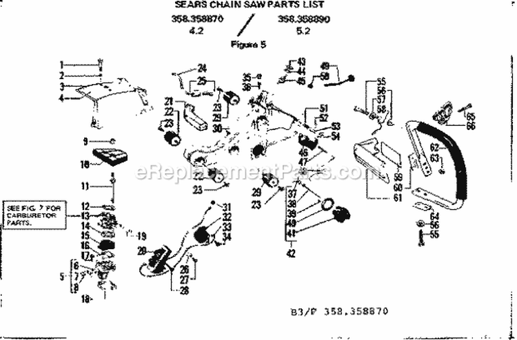 Page B Diagram and Parts List for 358358870  Craftsman Chainsaw