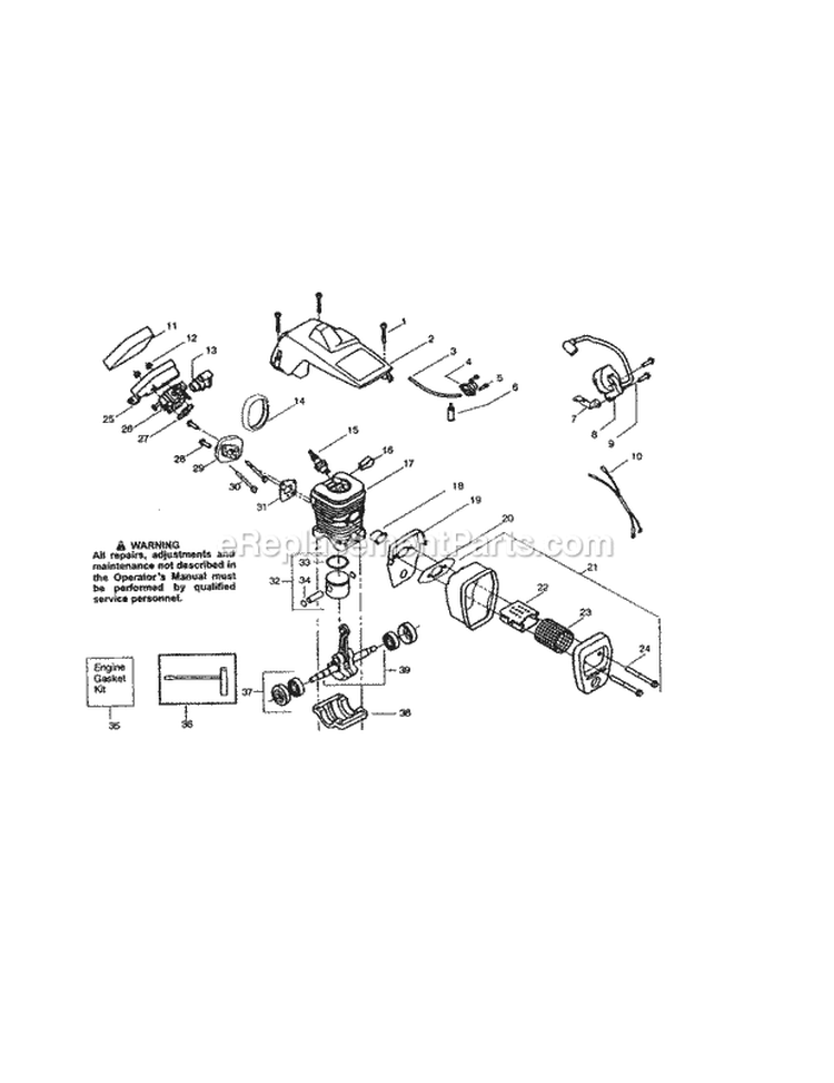 Cylinder-Shield / Cylinder Diagram and Parts List for 358360121  Craftsman Chainsaw