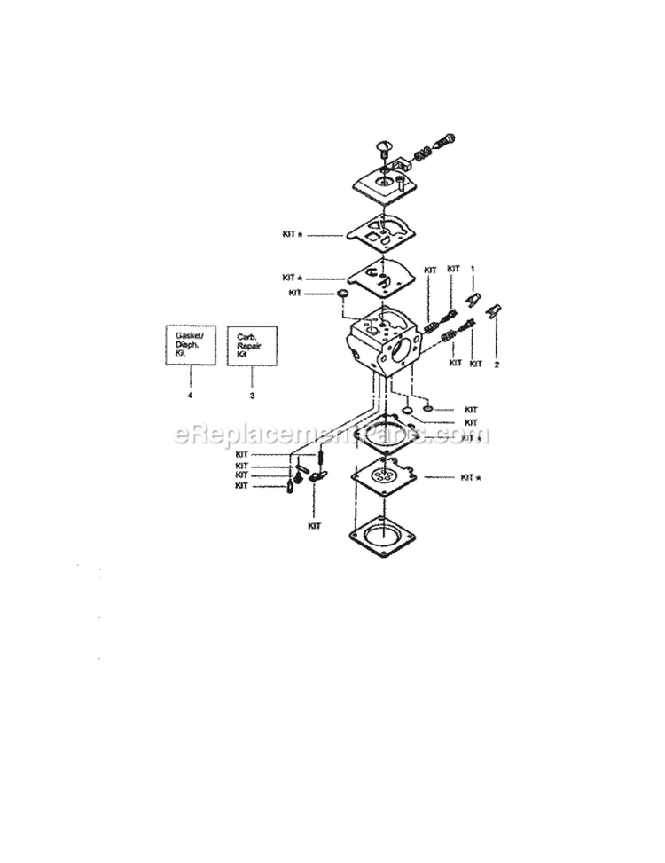 Carburetor Diagram and Parts List for 358360151  Craftsman Chainsaw