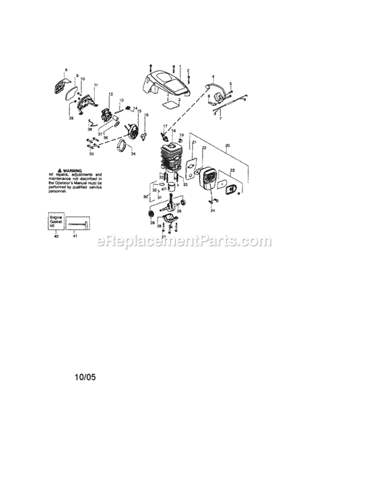 Cylinder / Shield / Crankshaft Diagram and Parts List for 358360360  Craftsman Chainsaw