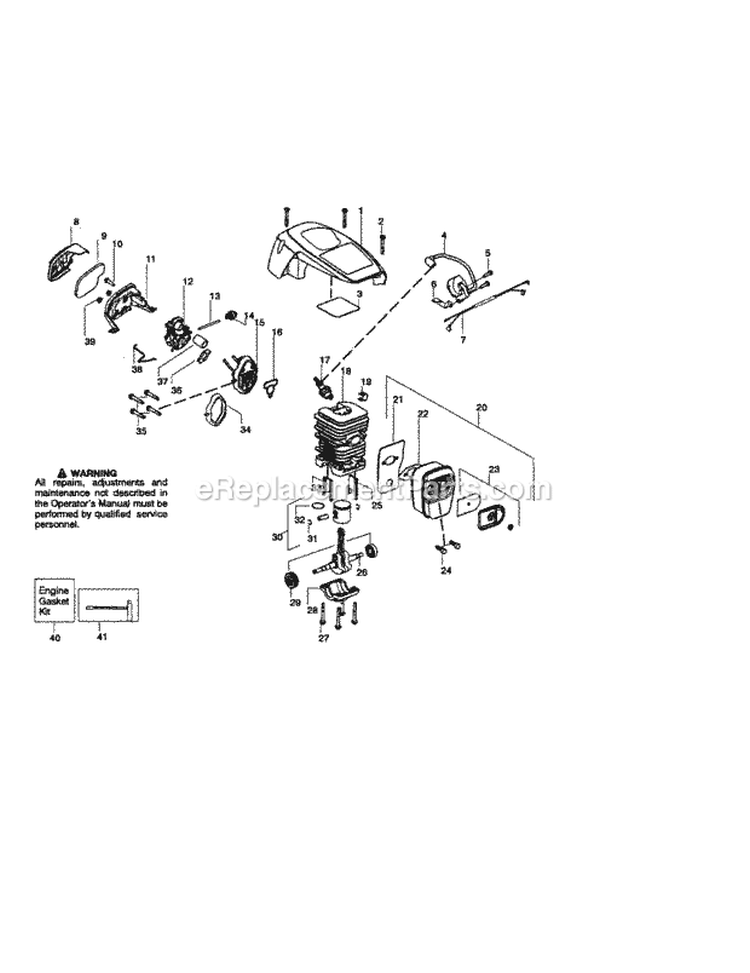 Muffler / Carburetor Diagram and Parts List for 358360361  Craftsman Chainsaw