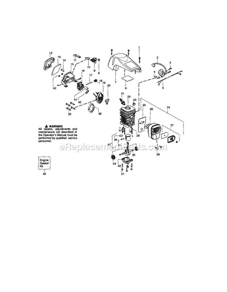 Shield / Cylinder / Crankshaft Diagram and Parts List for 358360690  Craftsman Chainsaw