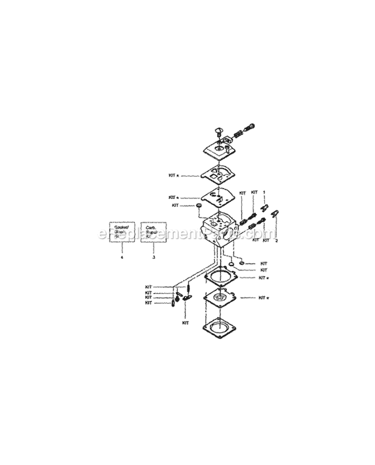 Carburetor Diagram and Parts List for 358360800  Craftsman Chainsaw