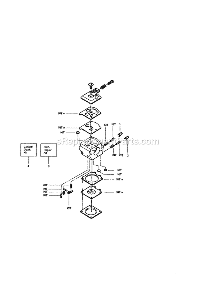 Carburetor Diagram and Parts List for 358360870  Craftsman Chainsaw