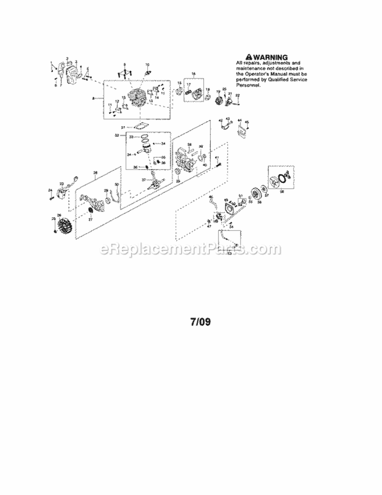 Cylinder / Crankcase / Piston Diagram and Parts List for 358362181  Craftsman Chainsaw