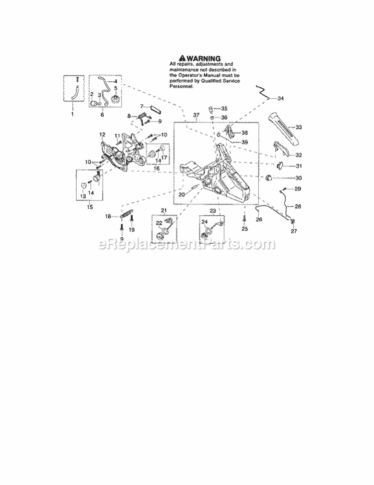 Rear Tank / Handle Diagram and Parts List for 358362181  Craftsman Chainsaw