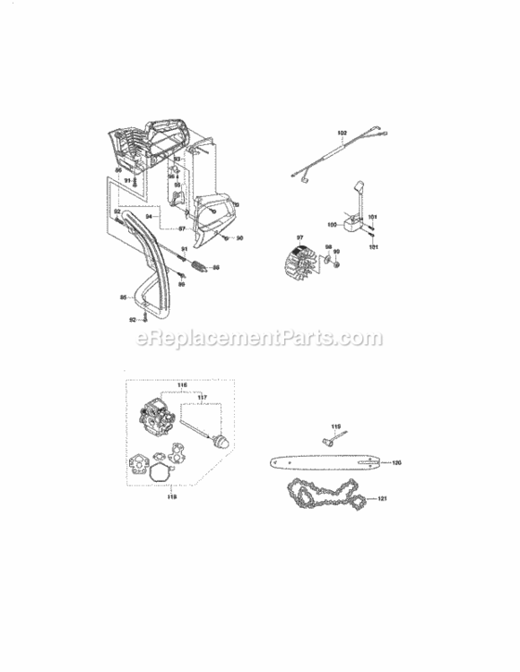 Page C Diagram and Parts List for 358381600  Craftsman Chainsaw