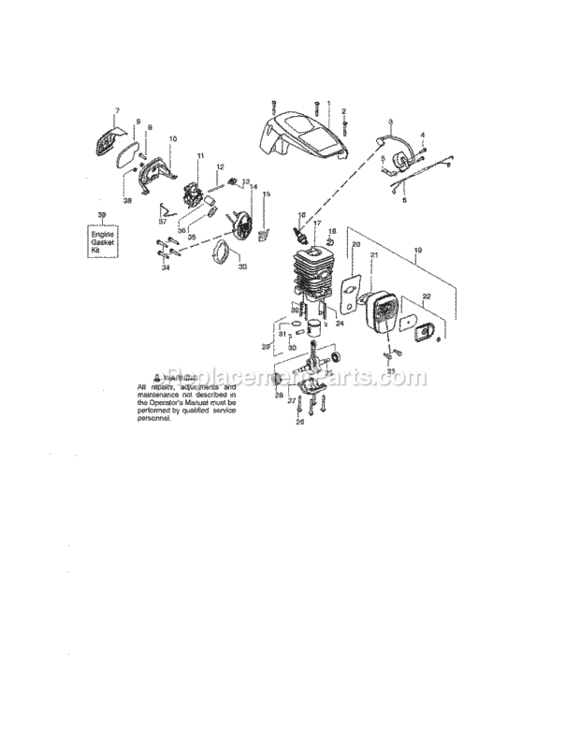 Page B Diagram and Parts List for 358381700  Craftsman Chainsaw