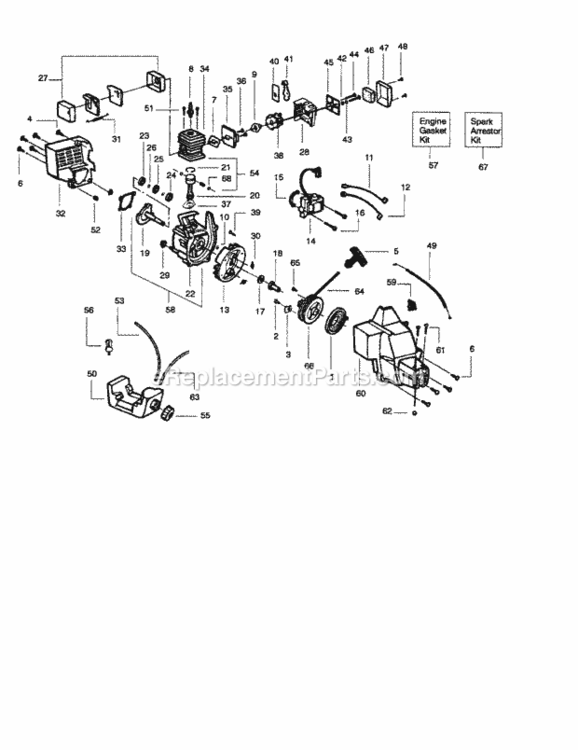 Page B Diagram and Parts List for 358742460  Craftsman Trimmer