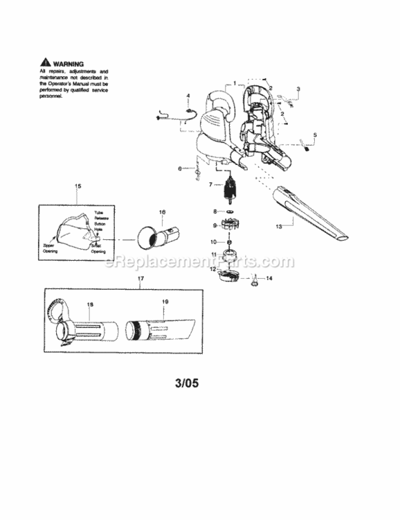 Page A Diagram and Parts List for 358748220  Craftsman Leaf Blower / Vacuum