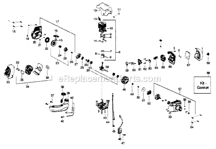 CylinderFuel TankMuffler Diagram and Parts List for 358791170  Craftsman Trimmer