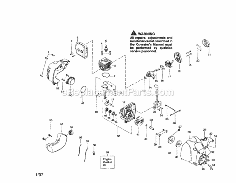 Page B Diagram and Parts List for 358791370  Craftsman Trimmer