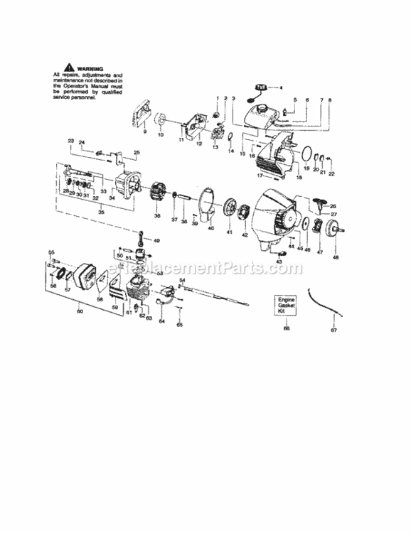 Page B Diagram and Parts List for 358791800  Craftsman Trimmer