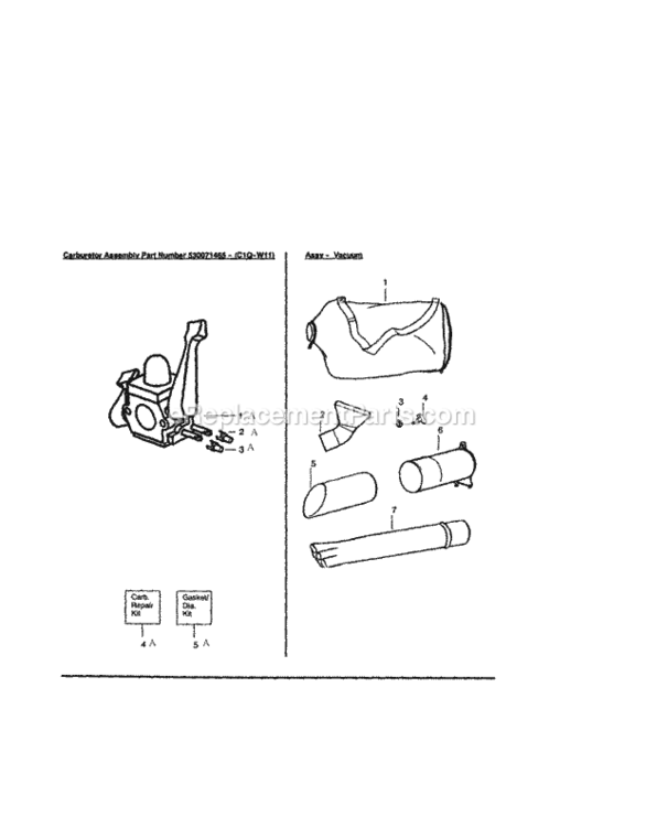 Page C Diagram and Parts List for 358794341  Craftsman Leaf Blower / Vacuum