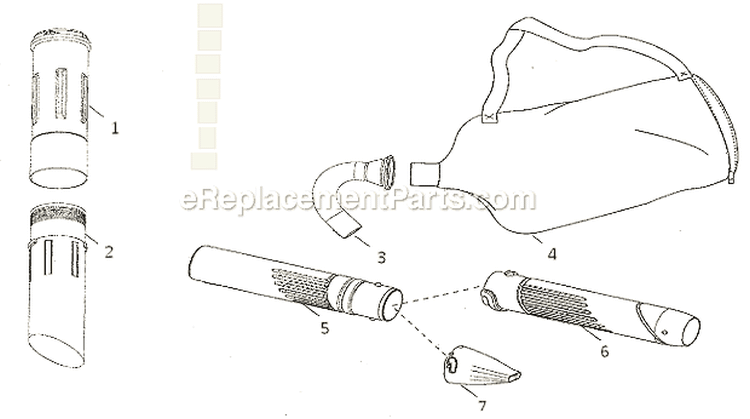 Vac BagTubes Diagram and Parts List for 358794600  Craftsman Leaf Blower / Vacuum