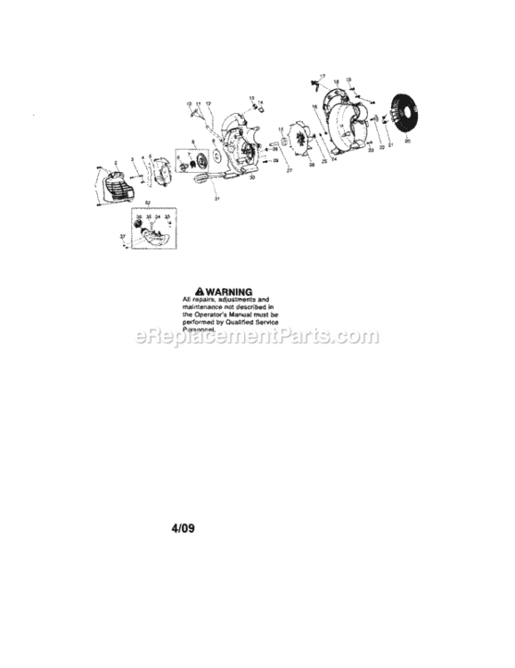 Page A Diagram and Parts List for 358794740  Craftsman Leaf Blower / Vacuum