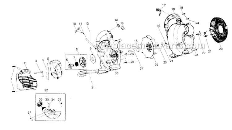 Scroll Handle Fuel Tank Diagram and Parts List for 358794741  Craftsman Leaf Blower / Vacuum