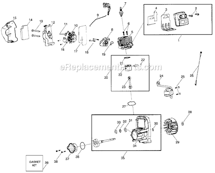 MufflerCrankshaftCrankcase Diagram and Parts List for 358794765  Craftsman Leaf Blower / Vacuum