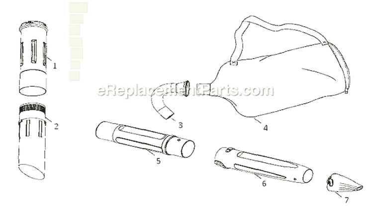 Vac BagHose Diagram and Parts List for 358794770  Craftsman Leaf Blower / Vacuum