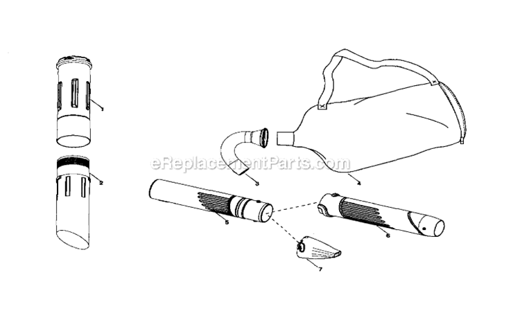 Vac BagTubes Diagram and Parts List for 358794780  Craftsman Leaf Blower / Vacuum