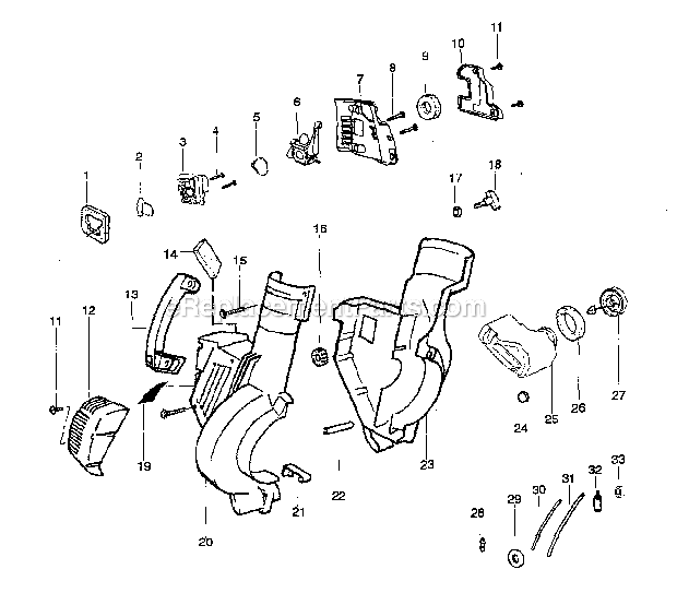 HousingHandle Diagram and Parts List for 358794944  Craftsman Leaf Blower / Vacuum