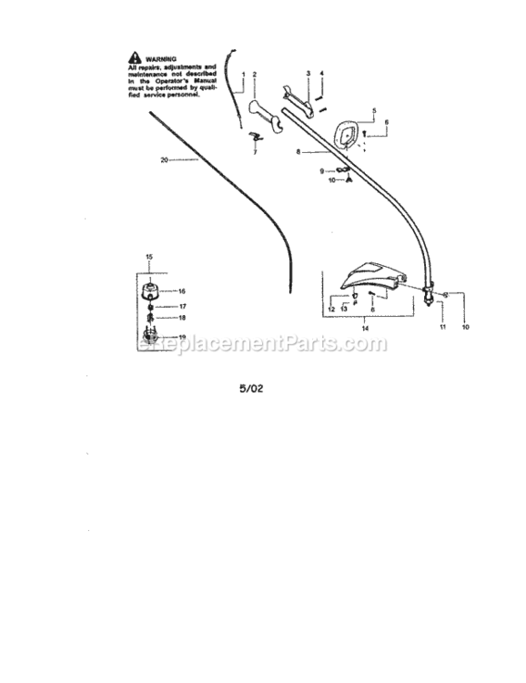 Page A Diagram and Parts List for 358795120  Craftsman Trimmer