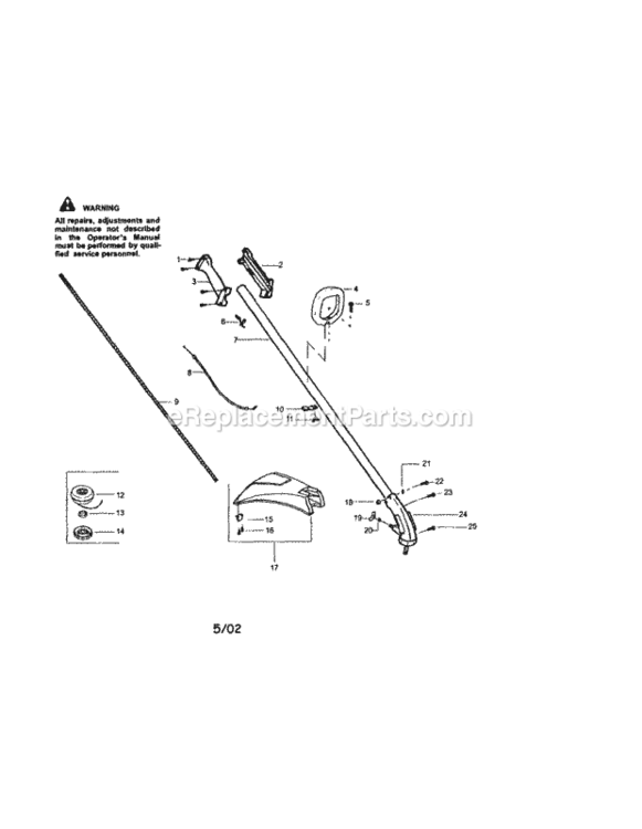 Page A Diagram and Parts List for 358795140  Craftsman Trimmer