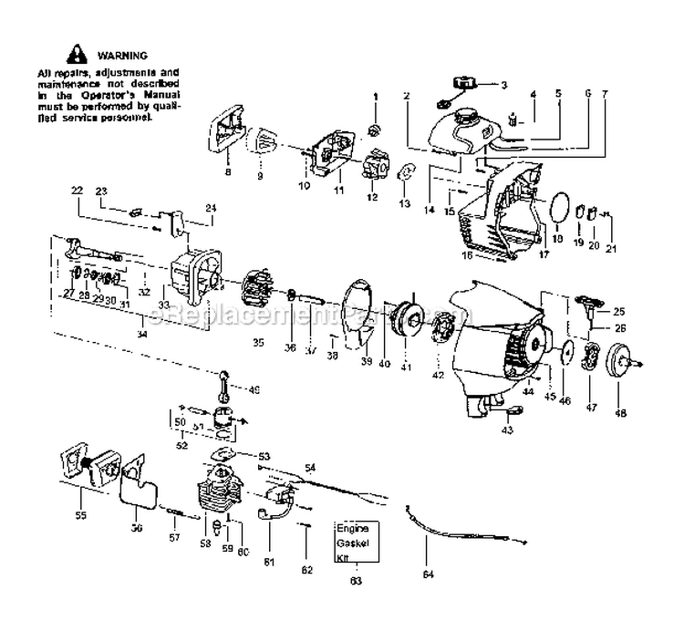 CylinderFan Housing Diagram and Parts List for 358795200  Craftsman Trimmer