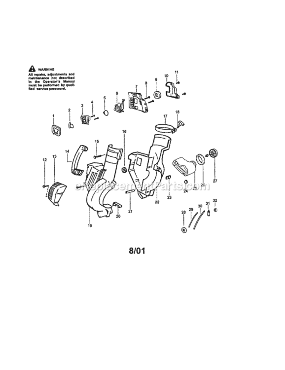 Page A Diagram and Parts List for 358795341  Craftsman Leaf Blower / Vacuum